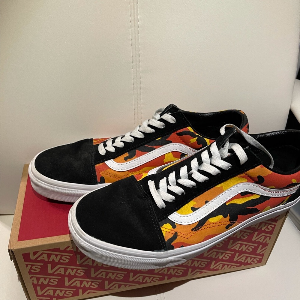 orange camo vans sneakers mens 11